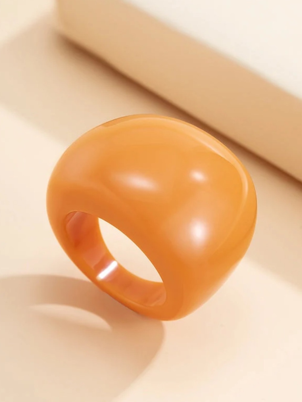 Bold Orange Dome Acrylic Resin Ring